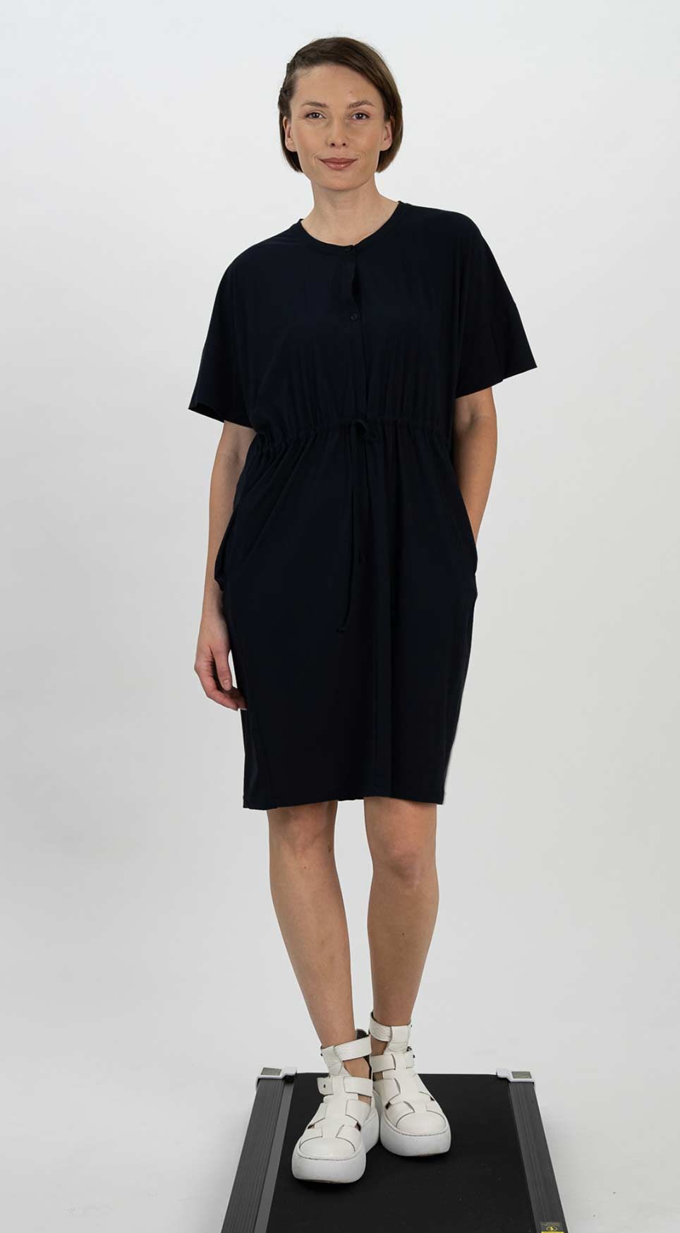 Dress 25073 light grey navy black white